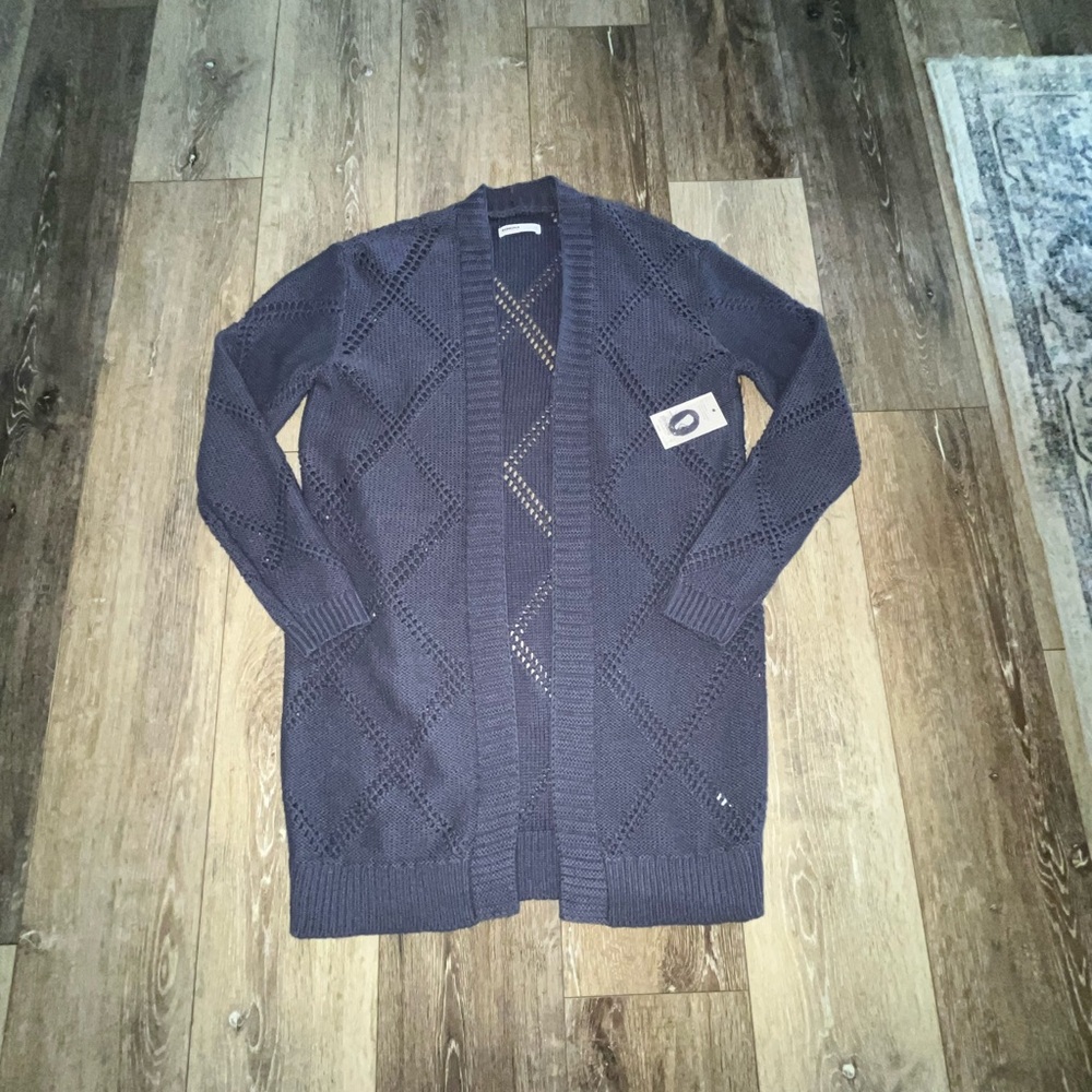 Men's Navy Open-Knit Sweater